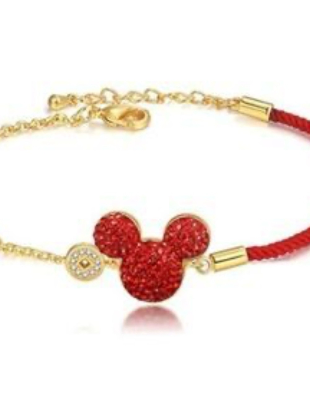 Disney Red Crystal Mouse-Silhouette Bracelet with Gold Accents - Picture 1 of 5